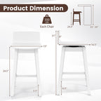 24.5 Inch Swivel Wooden Bar Stools Set of 2 with Rubber Wood Legs and Low Back