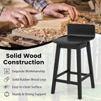 24.5 Inch Swivel Wooden Bar Stools Set of 2 with Rubber Wood Legs and Low Back