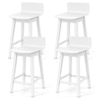 24.5 Inch Swivel Wooden Bar Stools Set of 4 with Rubber Wood Legs and Low Back