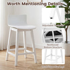 24.5 Inch Swivel Wooden Bar Stools Set of 4 with Rubber Wood Legs and Low Back