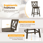 Wooden Bar Stool Set of 2 with Rubber Wood Frame