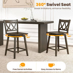 Wooden Bar Stool Set of 2 with Rubber Wood Frame