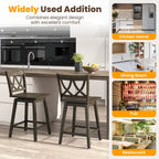Wooden Bar Stool Set of 2 with Rubber Wood Frame