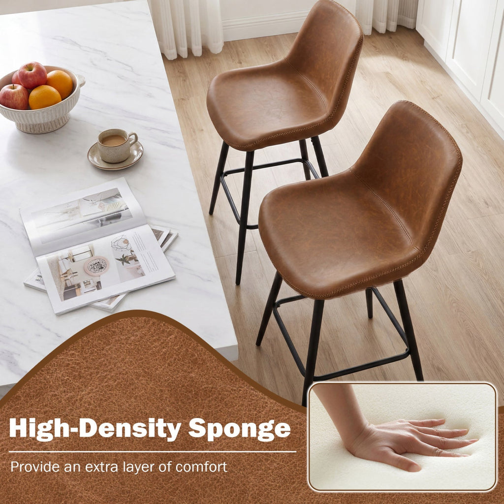 24 Inch Bar Stools Set of 4 with Backs and Footrests