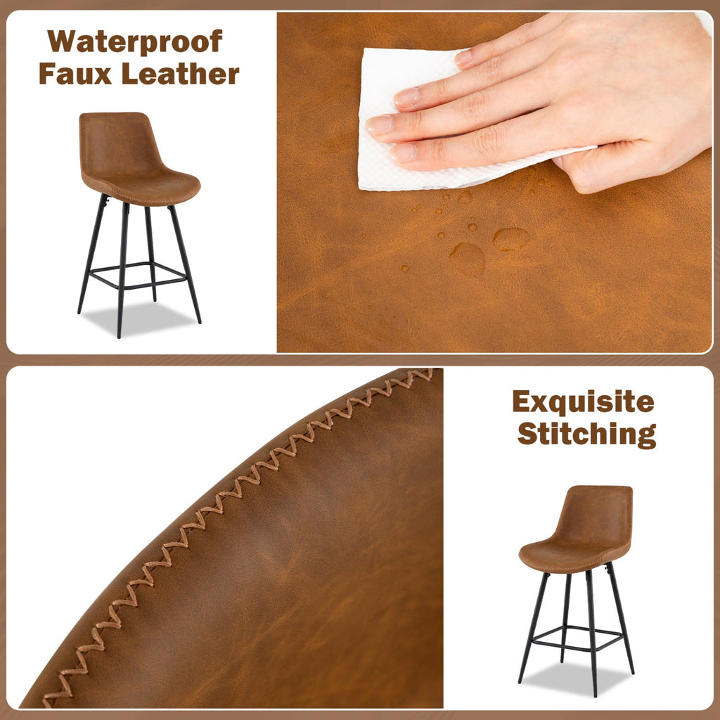 24 Inch Bar Stools Set of 4 with Backs and Footrests