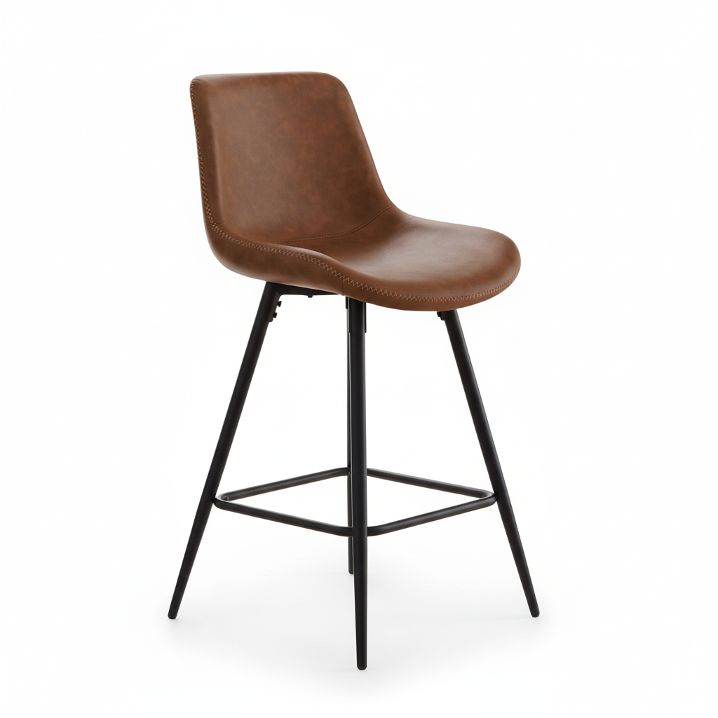24 in Brown Faux Leather Bar Stools | Set of 4