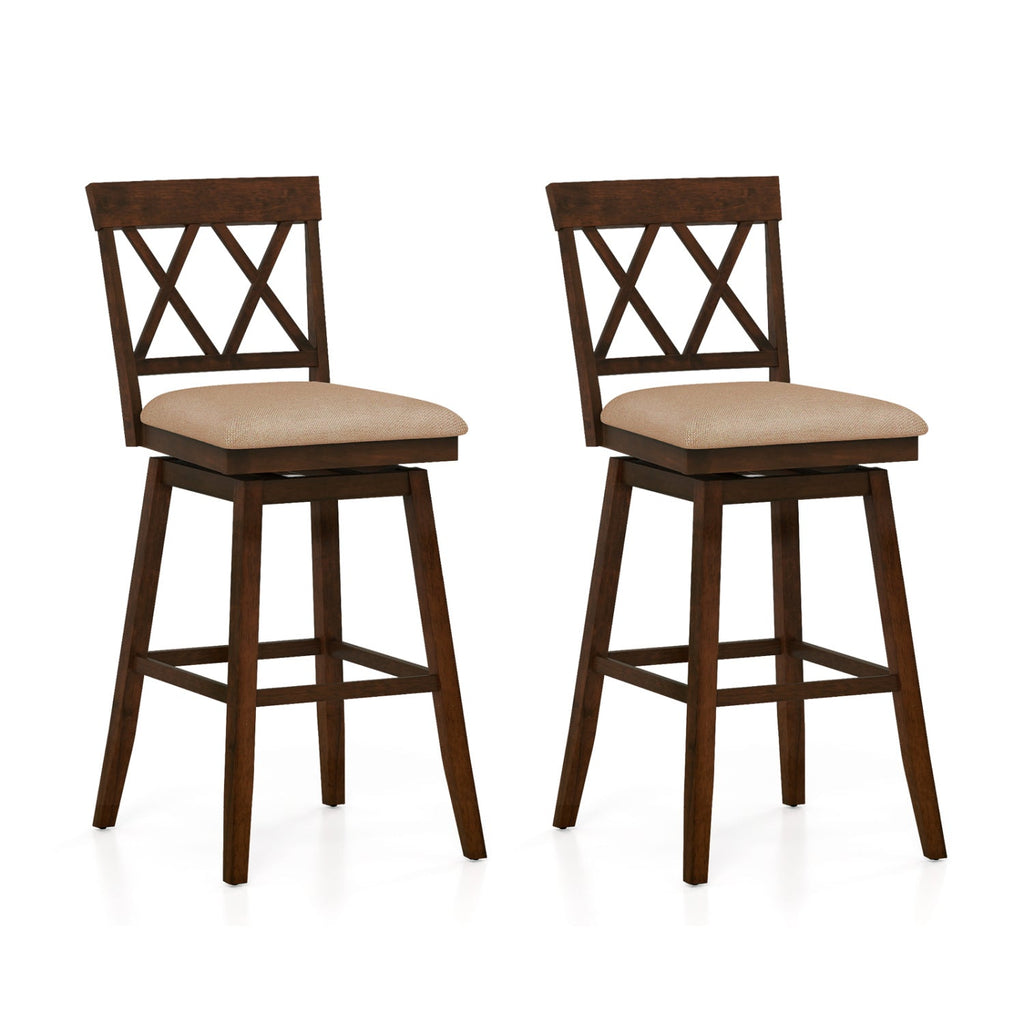 2-Piece Counter-Height Bar Stools with Backrests and Seat Cushions