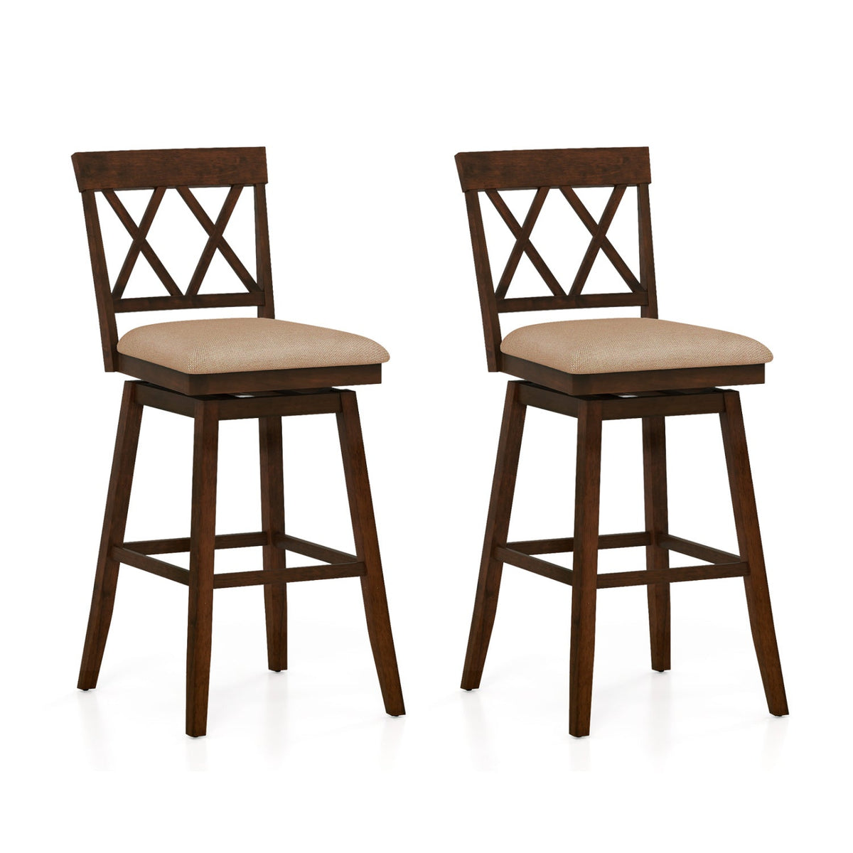 2-Piece Counter-Height Bar Stools with Backrests and Seat Cushions