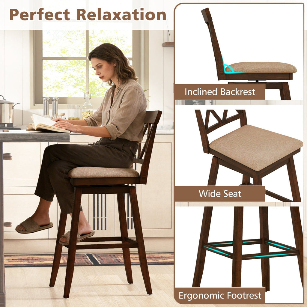 2-Piece Counter-Height Bar Stools with Backrests and Seat Cushions