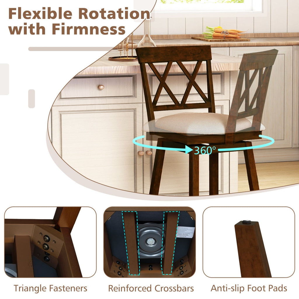 2-Piece Counter-Height Bar Stools with Backrests and Seat Cushions