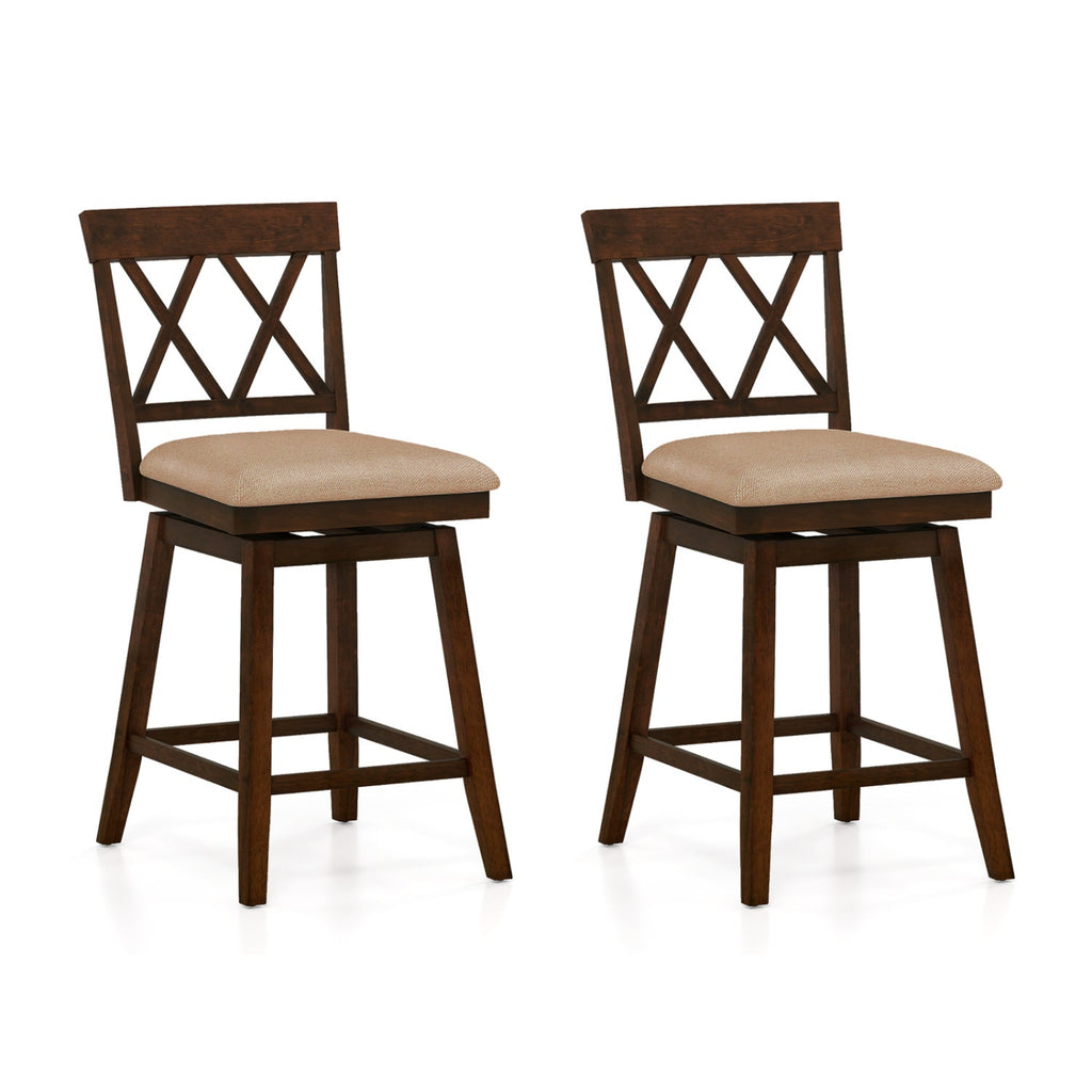 2-Piece Counter-Height Bar Stools with Backrests and Seat Cushions