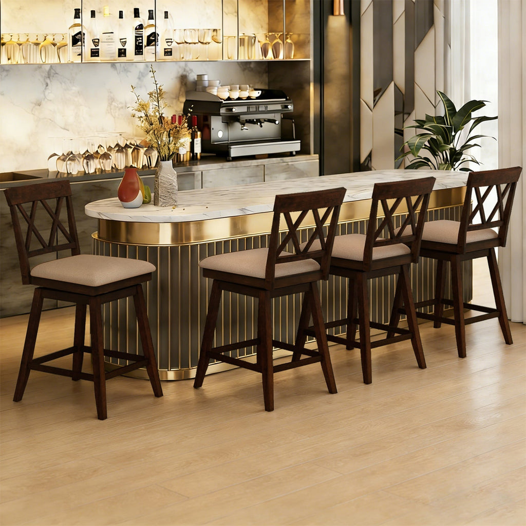 2-Piece Counter-Height Bar Stools with Backrests and Seat Cushions