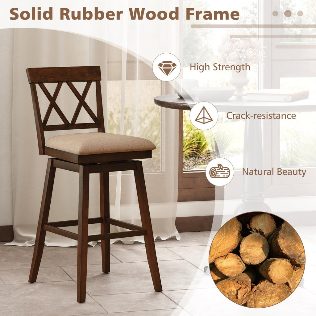 4-Piece Counter-Height Swivel Bar Stools with Linen Cushions