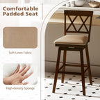 4-Piece Counter-Height Swivel Bar Stools with Linen Cushions