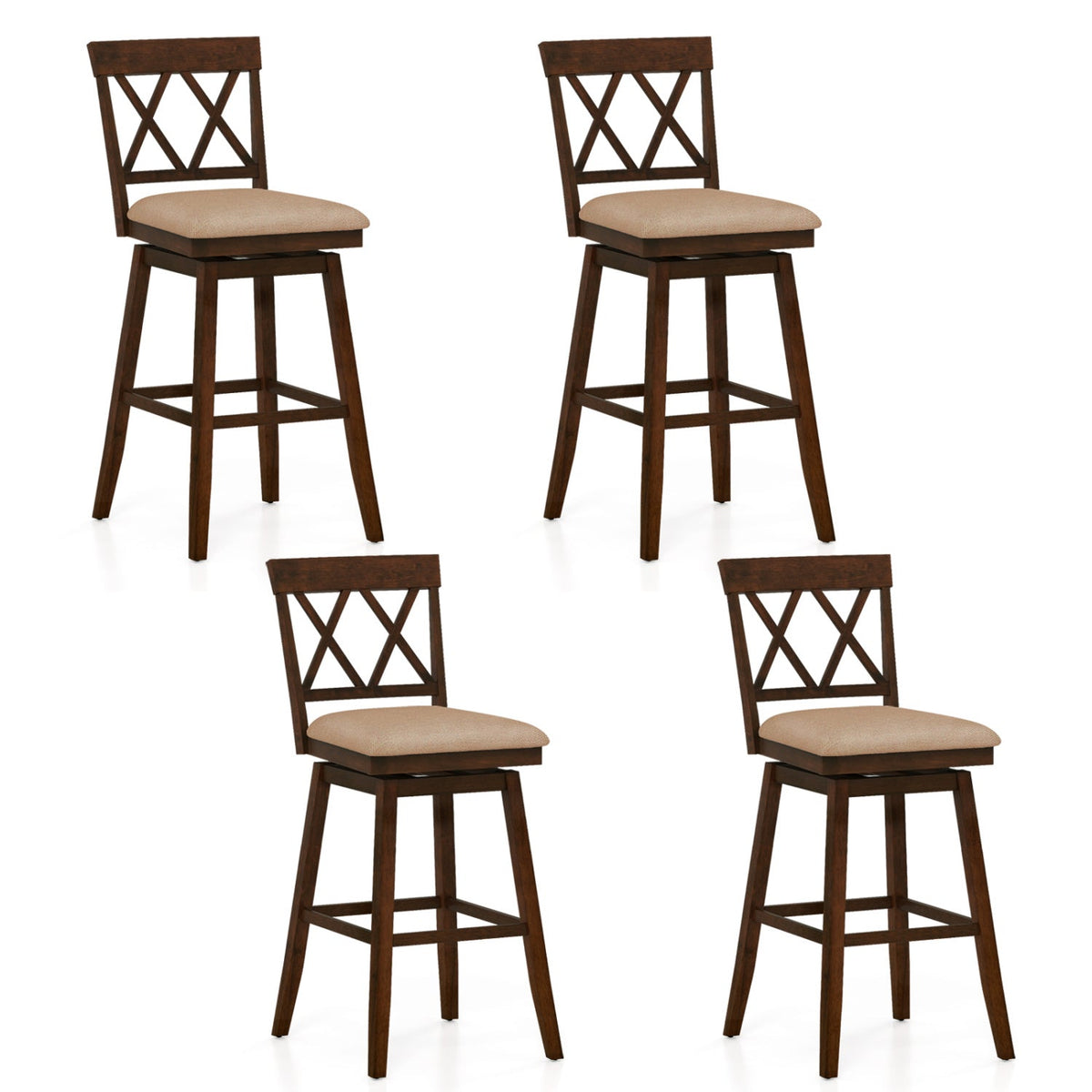 4-Piece Counter-Height Swivel Bar Stools with Linen Cushions