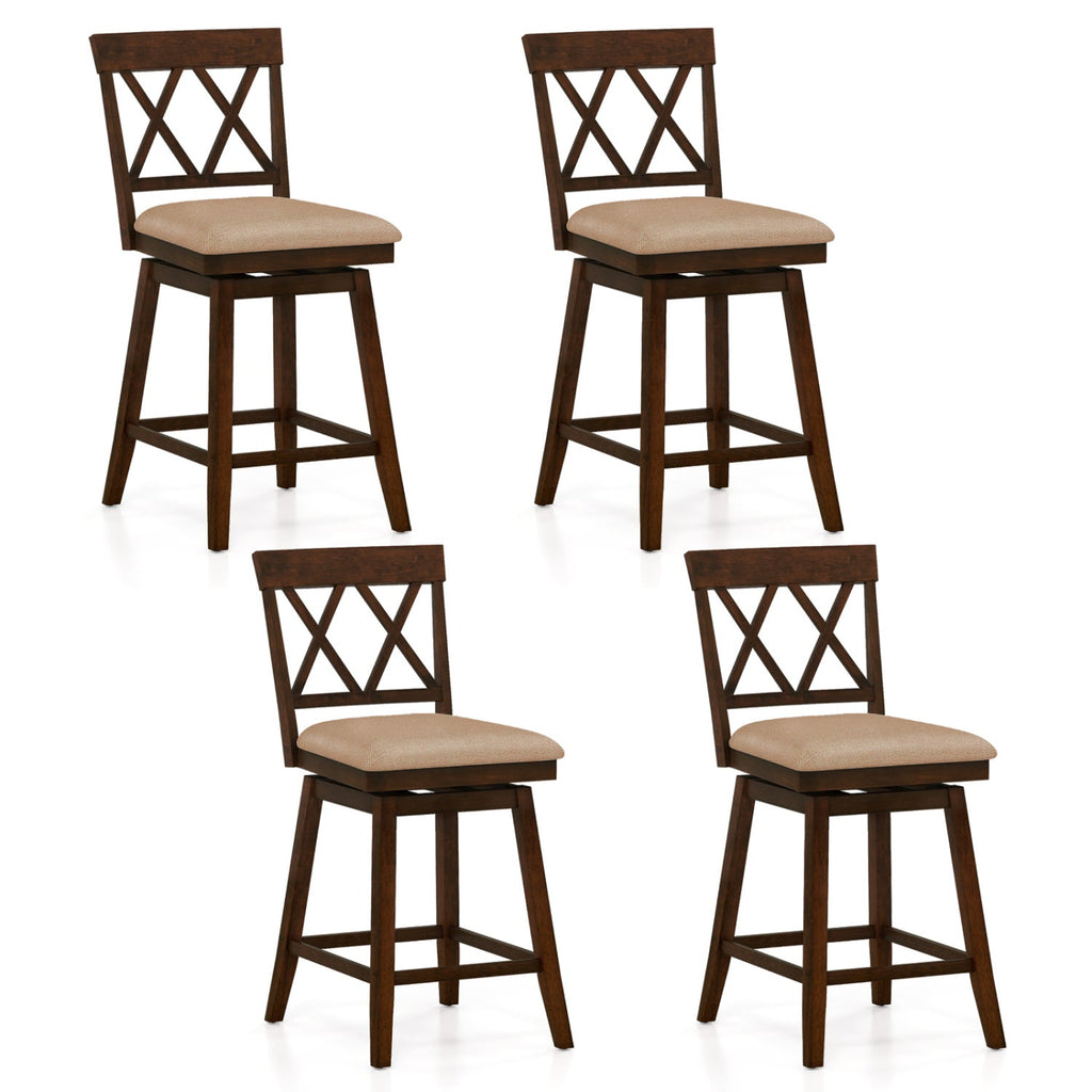 4-Piece Counter-Height Swivel Bar Stools with Linen Cushions