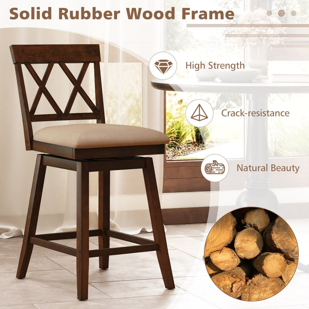 4-Piece Counter-Height Swivel Bar Stools with Linen Cushions