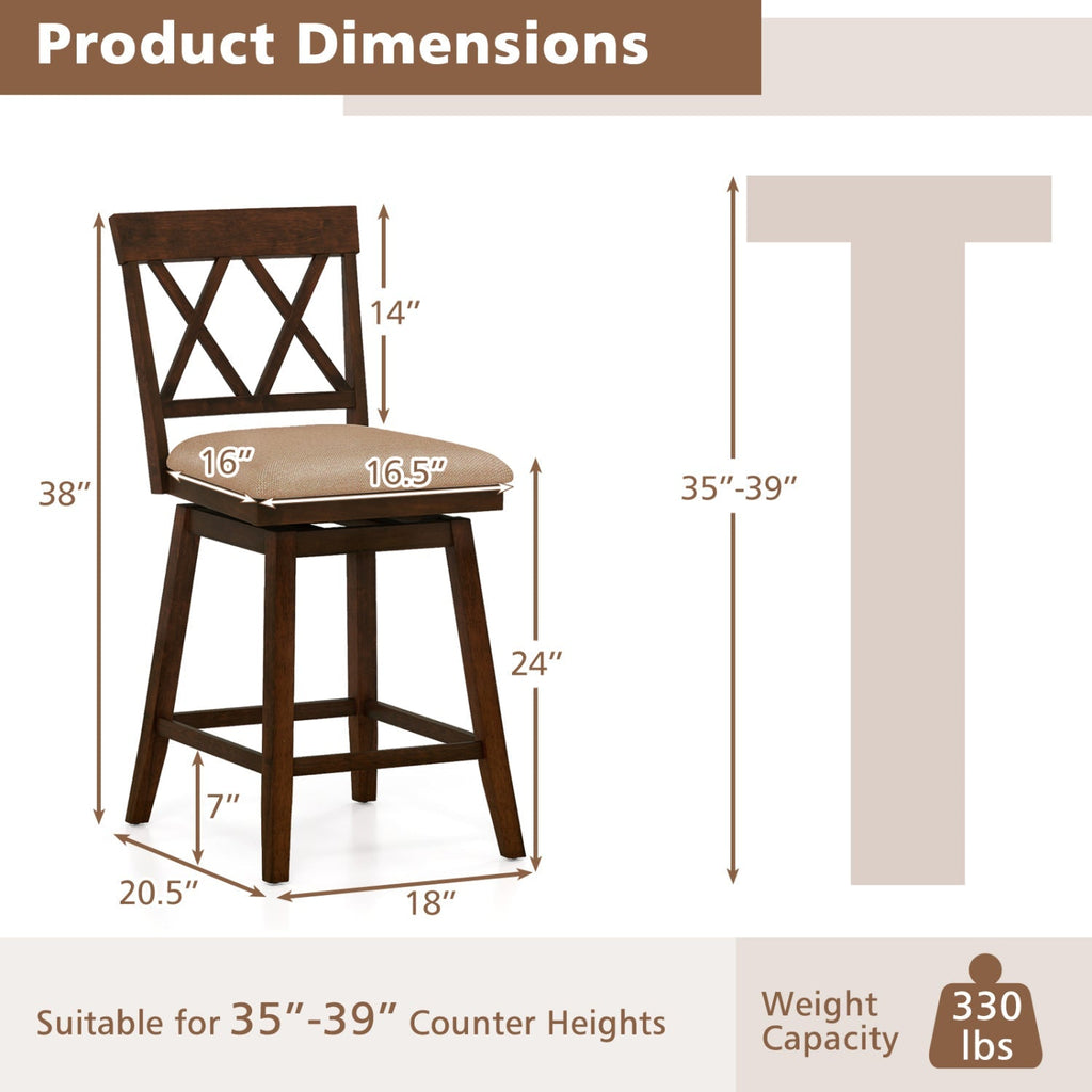 4-Piece Counter-Height Swivel Bar Stools with Linen Cushions
