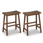 24 Inch Counter Height Stools Solid Wood Saddle Bar Stools Set of 2