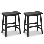 24 Inch Counter Height Stools Solid Wood Saddle Bar Stools Set of 2