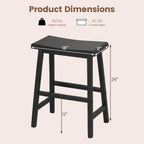 24 Inch Counter Height Stools Solid Wood Saddle Bar Stools Set of 2