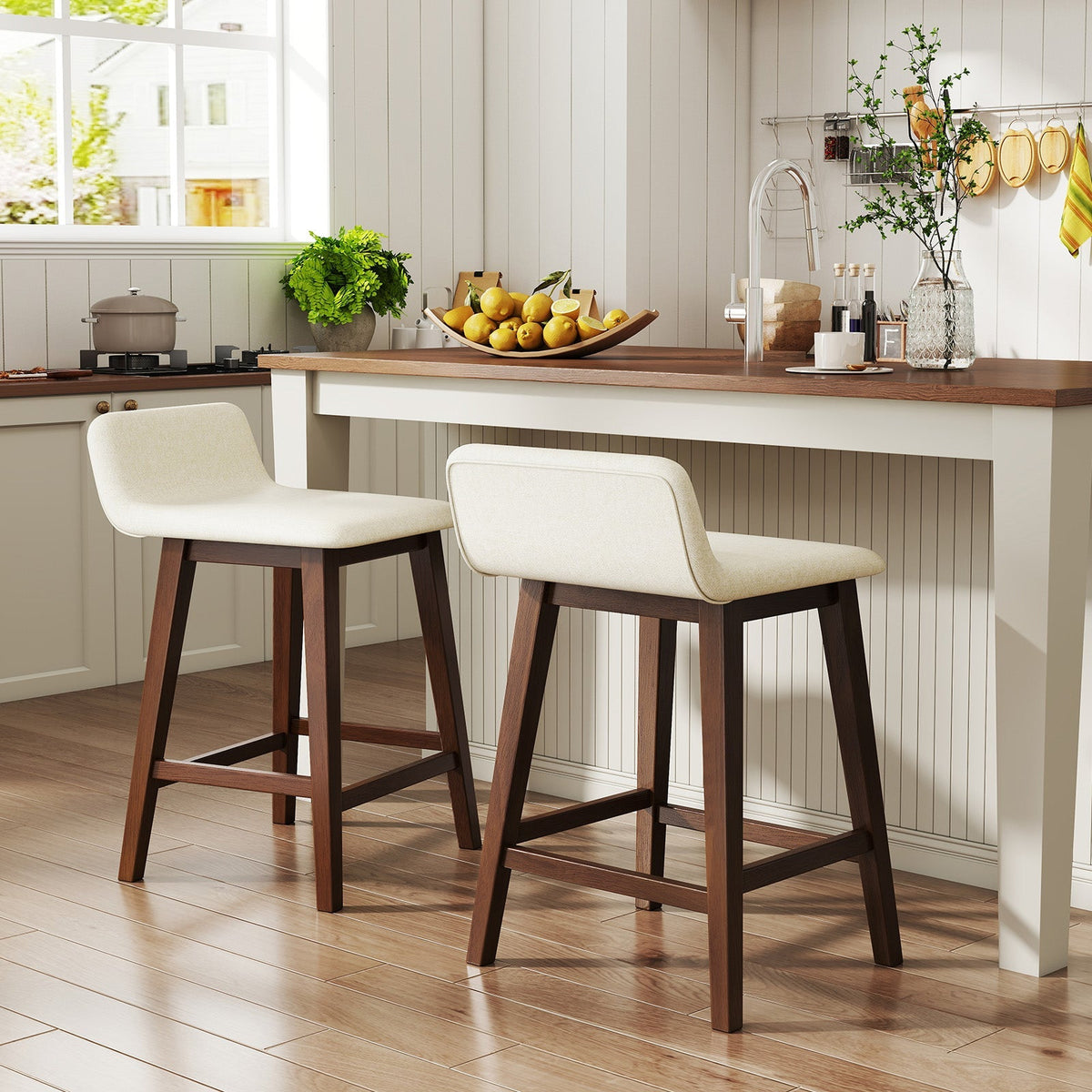 24 Inch Counter Height Bar Stools Set of 2 with Low Back