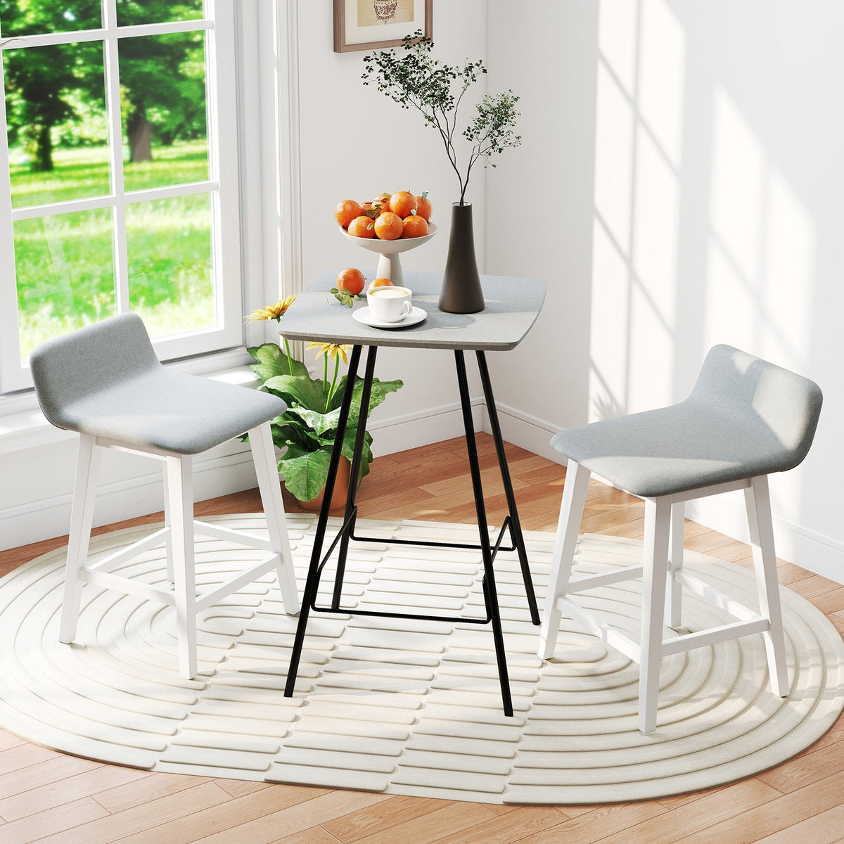 24 Inch Counter Height Bar Stools Set of 2 with Low Back