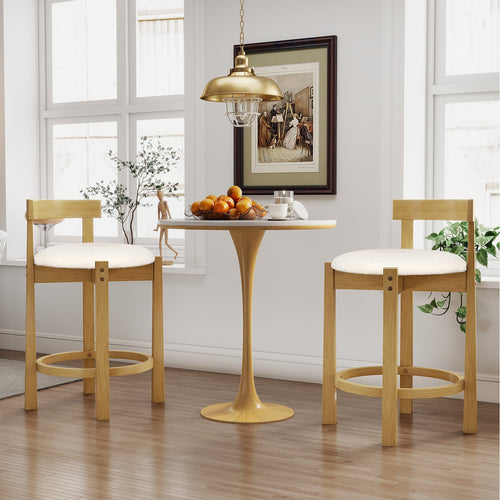 24" Teddy-Velvet Rubberwood Counter Stools with Shell Backs
