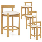 24 Inch Teddy Velvet Upholstered Counter Height Bar Stools with Backrests and Footrests