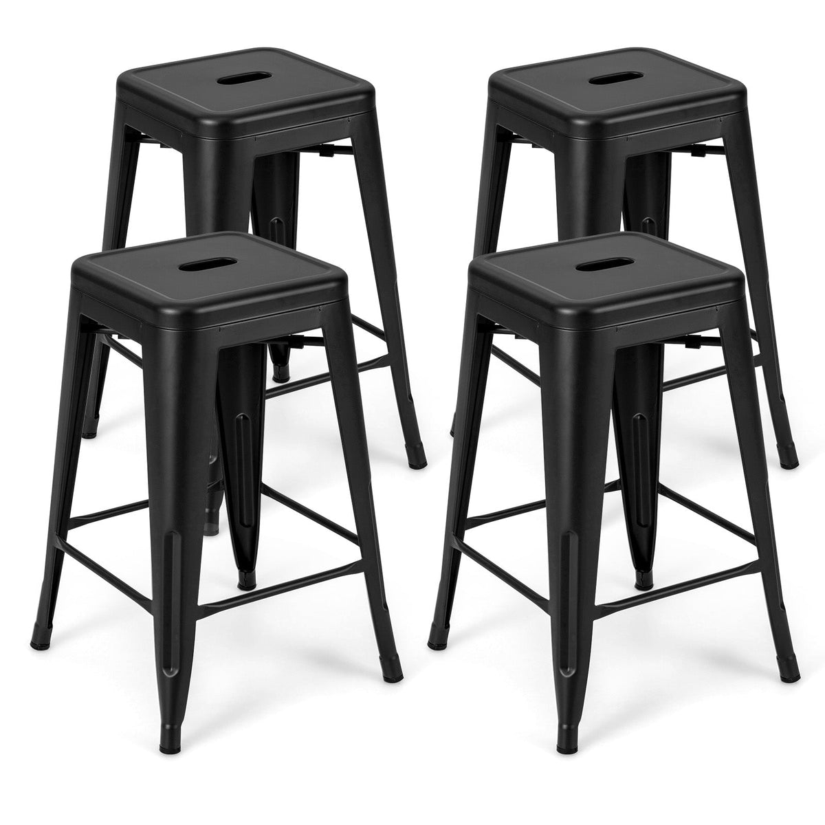 Tolix-Style 4-Piece Stackable Metal Bar Stools