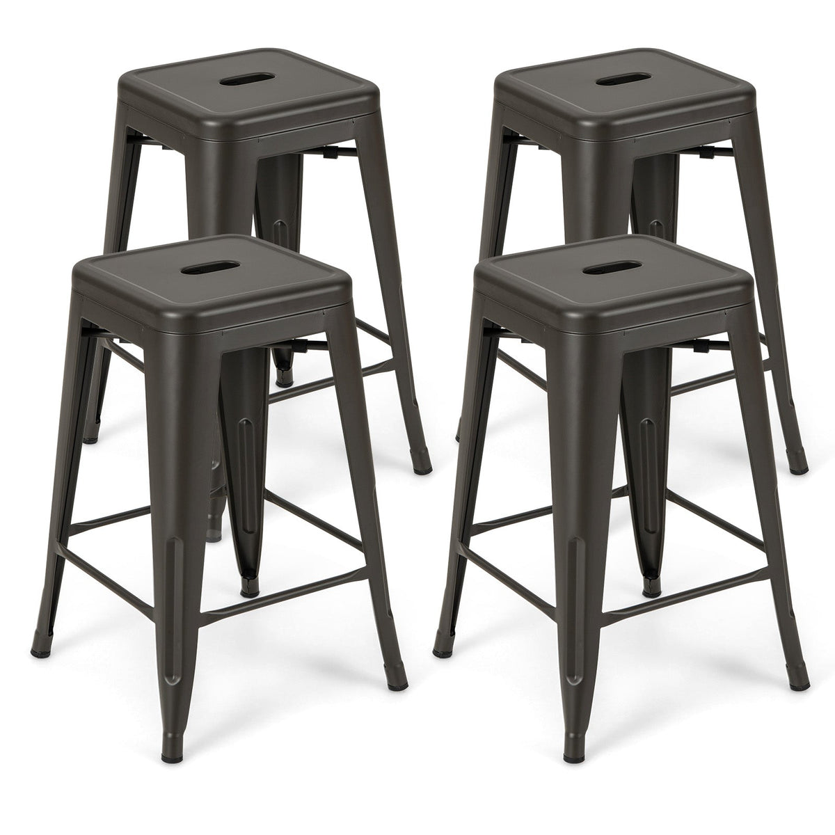 Tolix-Style 4-Piece Stackable Metal Bar Stools
