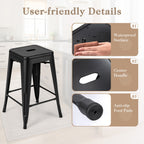 Tolix-Style 4-Piece Stackable Metal Bar Stools