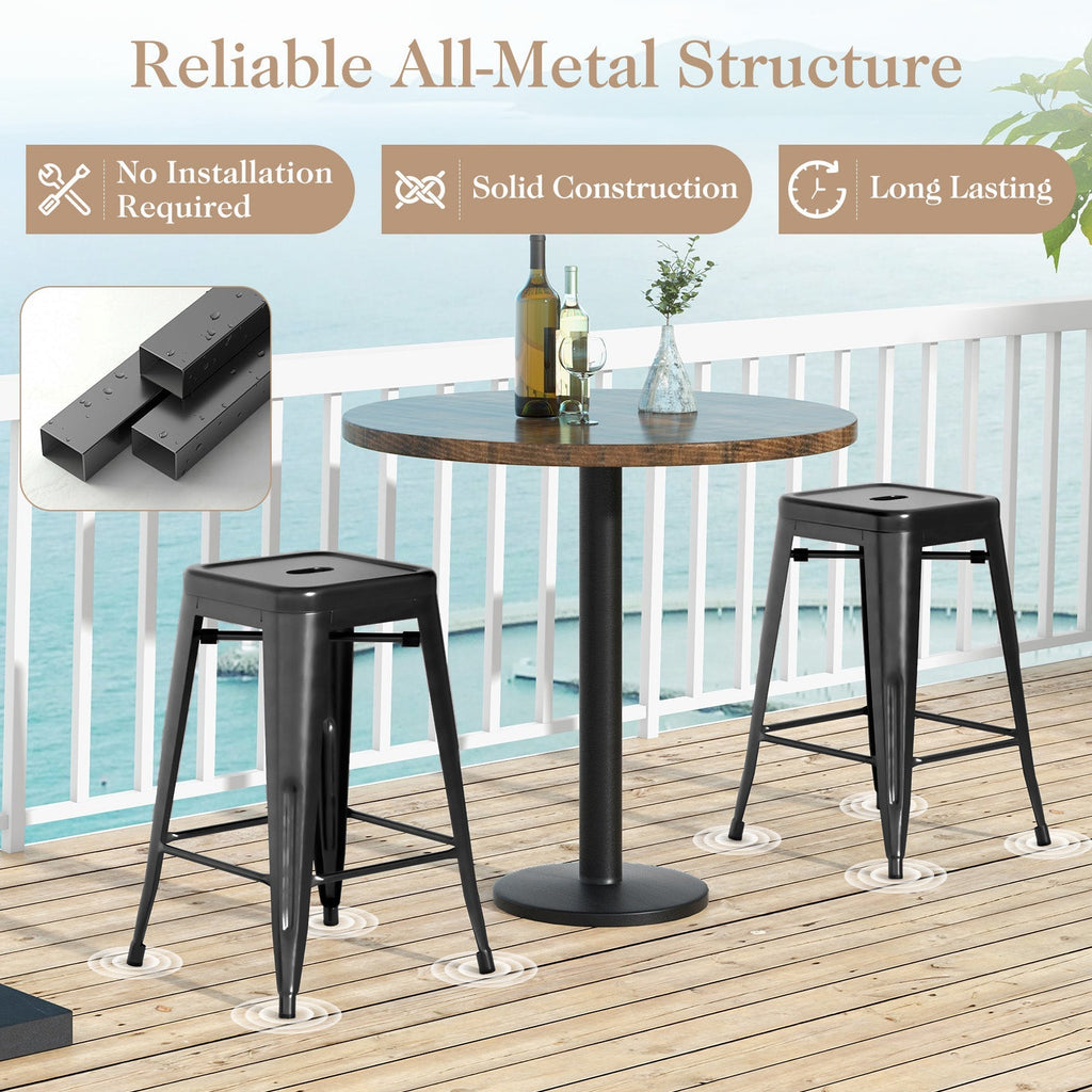 Tolix-Style 4-Piece Stackable Metal Bar Stools