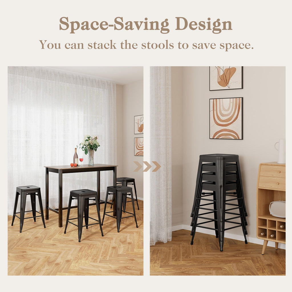 Tolix-Style 4-Piece Stackable Metal Bar Stools