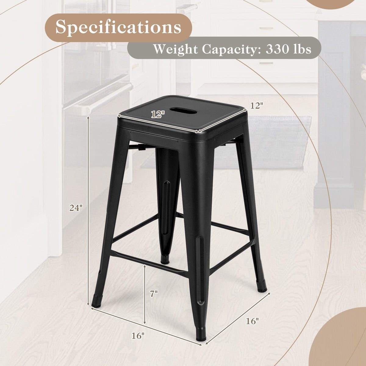 Tolix-Style 4-Piece Stackable Metal Bar Stools