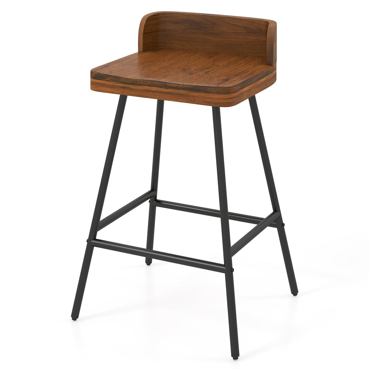 24" Bar Stools with Low Back and Footrest - Walnut