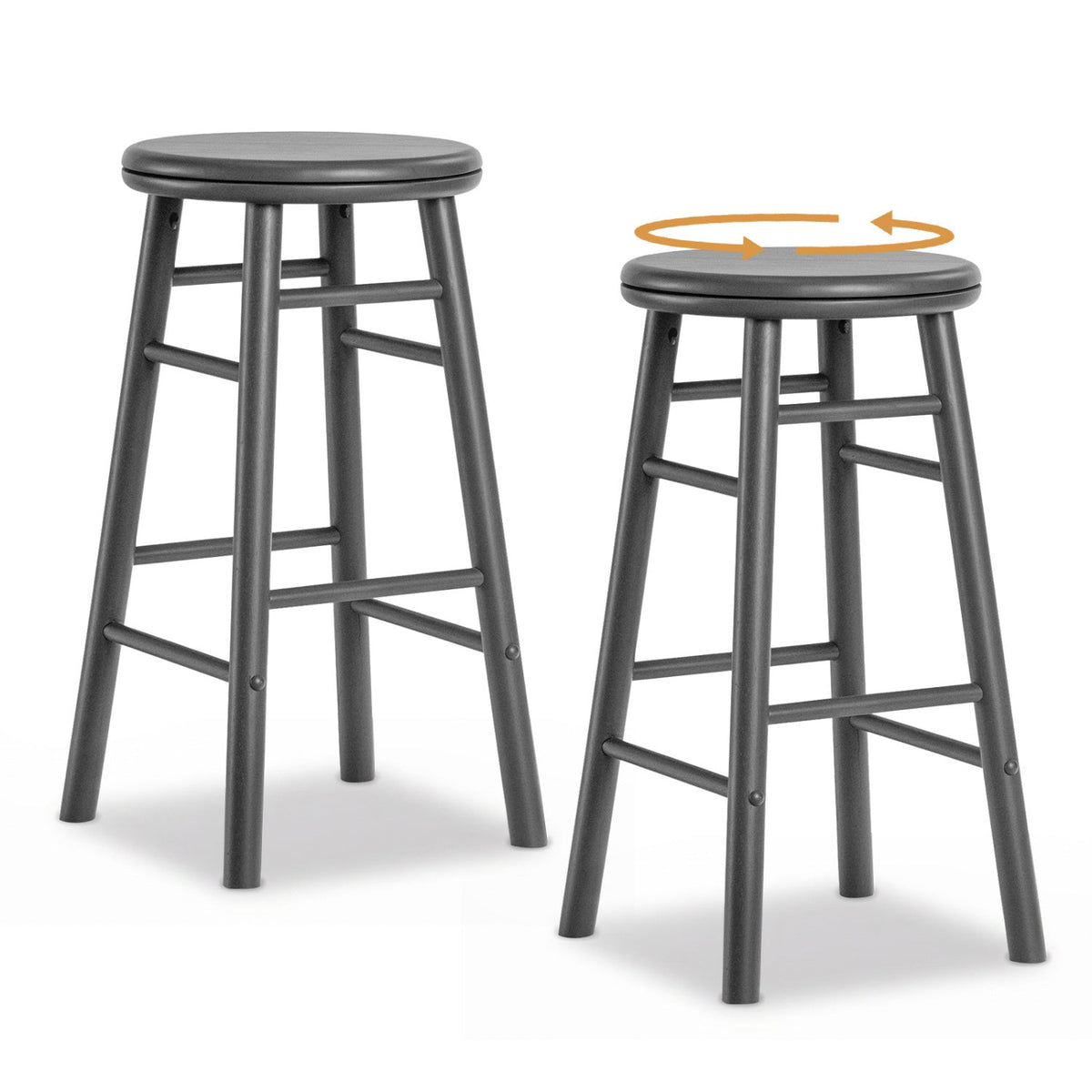 24" Swivel Bar Stools with Footrests - Set of 2