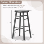 24" Swivel Bar Stools with Footrests - Set of 2