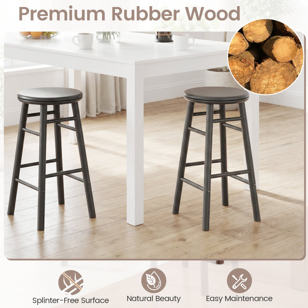 24" Swivel Bar Stools with Footrests - Set of 2