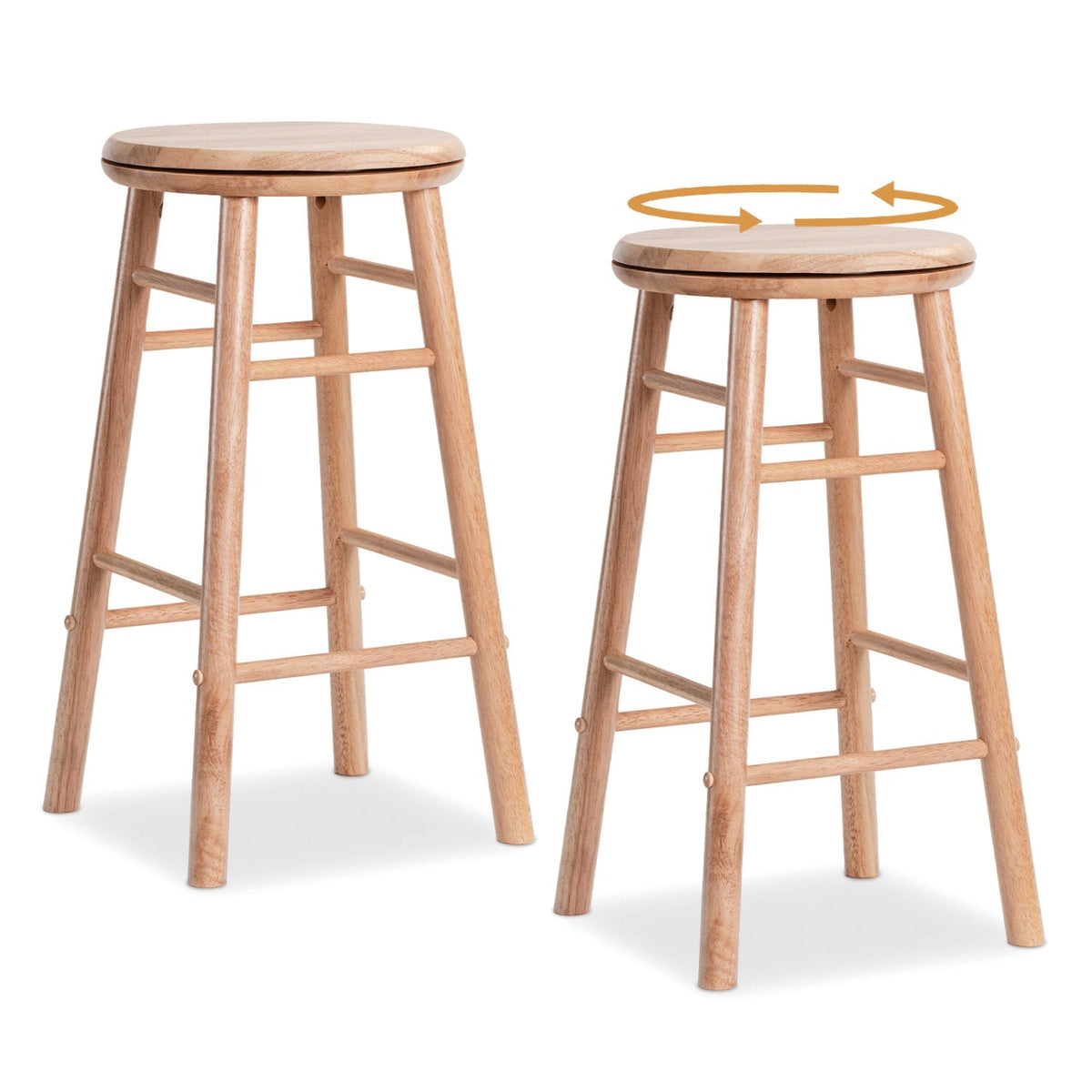 24" Swivel Bar Stools with Footrests - Set of 2