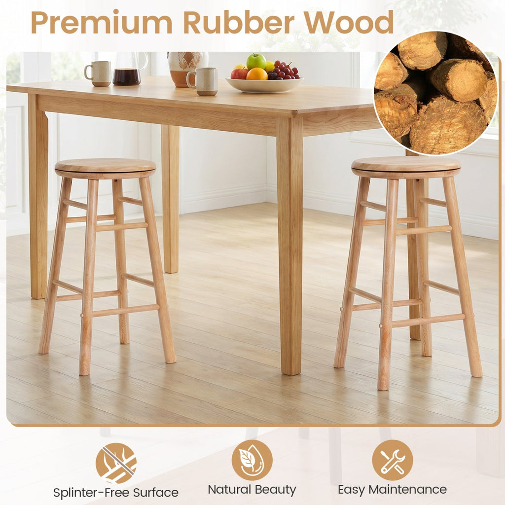 24" Swivel Bar Stools with Footrests - Set of 2
