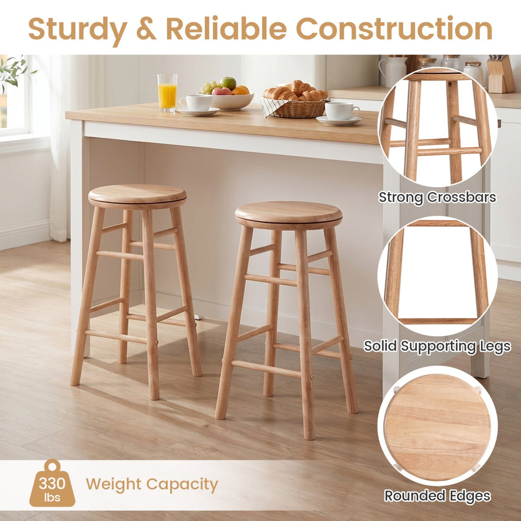 24" Swivel Bar Stools with Footrests - Set of 2