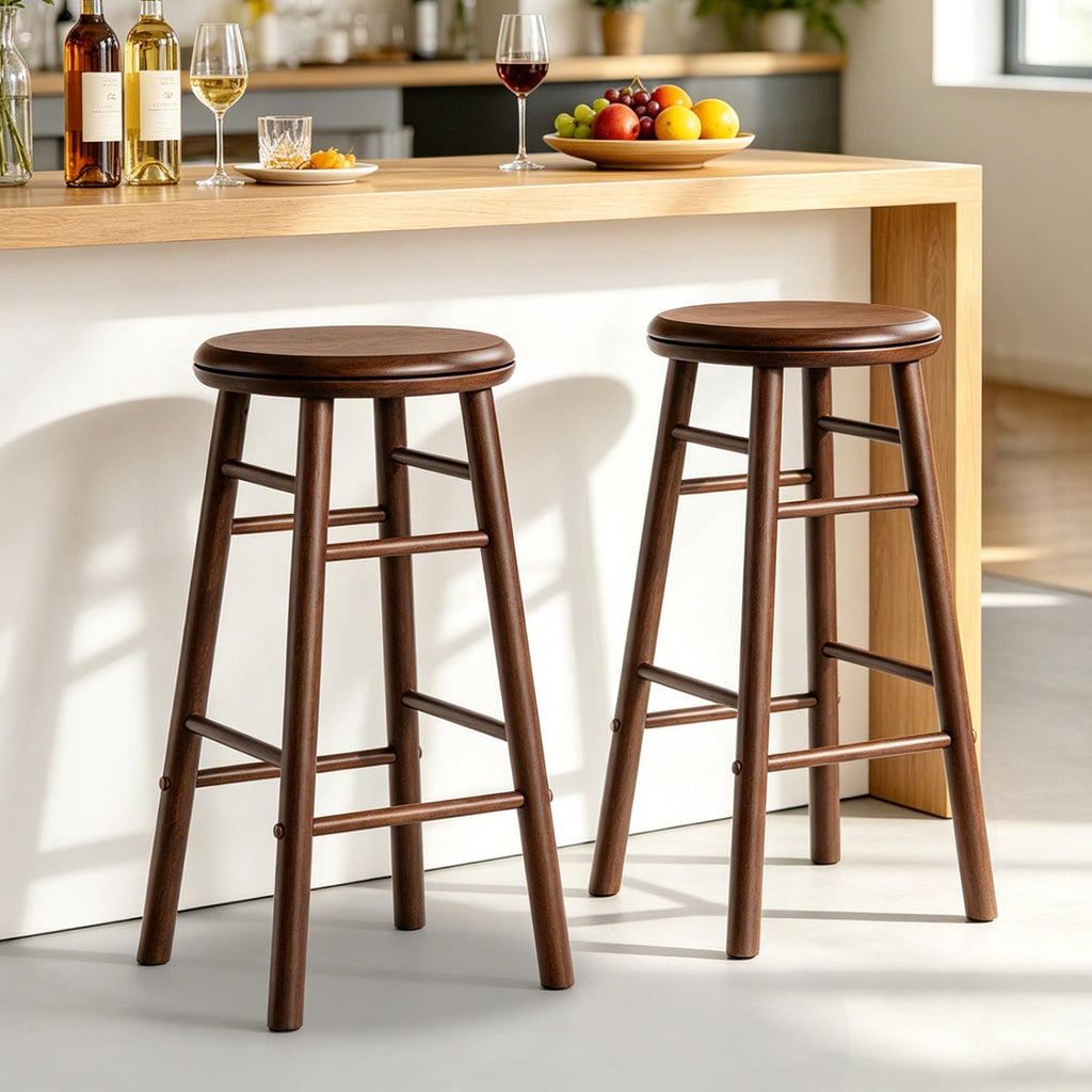 24" Swivel Bar Stools with Footrests - Set of 2