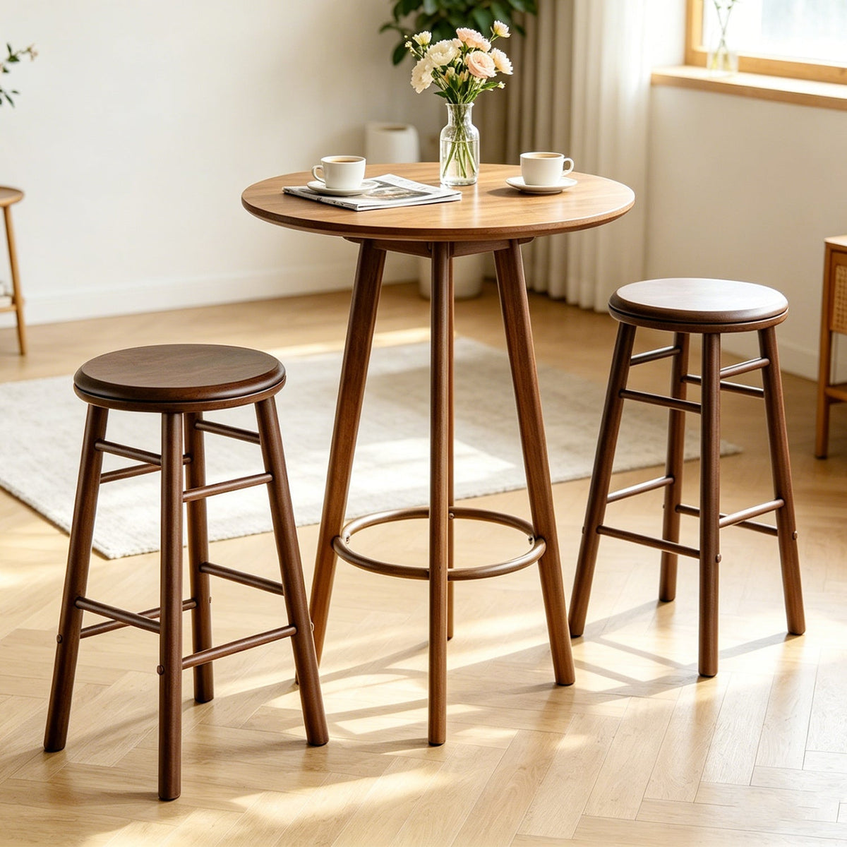 24" Swivel Bar Stools with Footrests - Set of 2