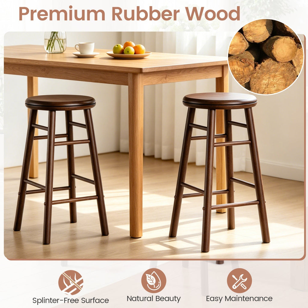 24" Swivel Bar Stools with Footrests - Set of 2