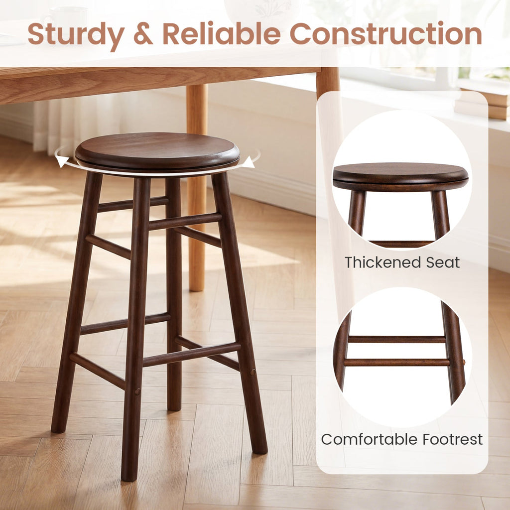24" Swivel Bar Stools with Footrests - Set of 2