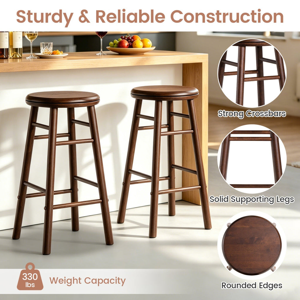 24" Swivel Bar Stools with Footrests - Set of 2