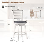 2-Piece Swivel Bar Stools with Curved Backrests and Upholstered Seats