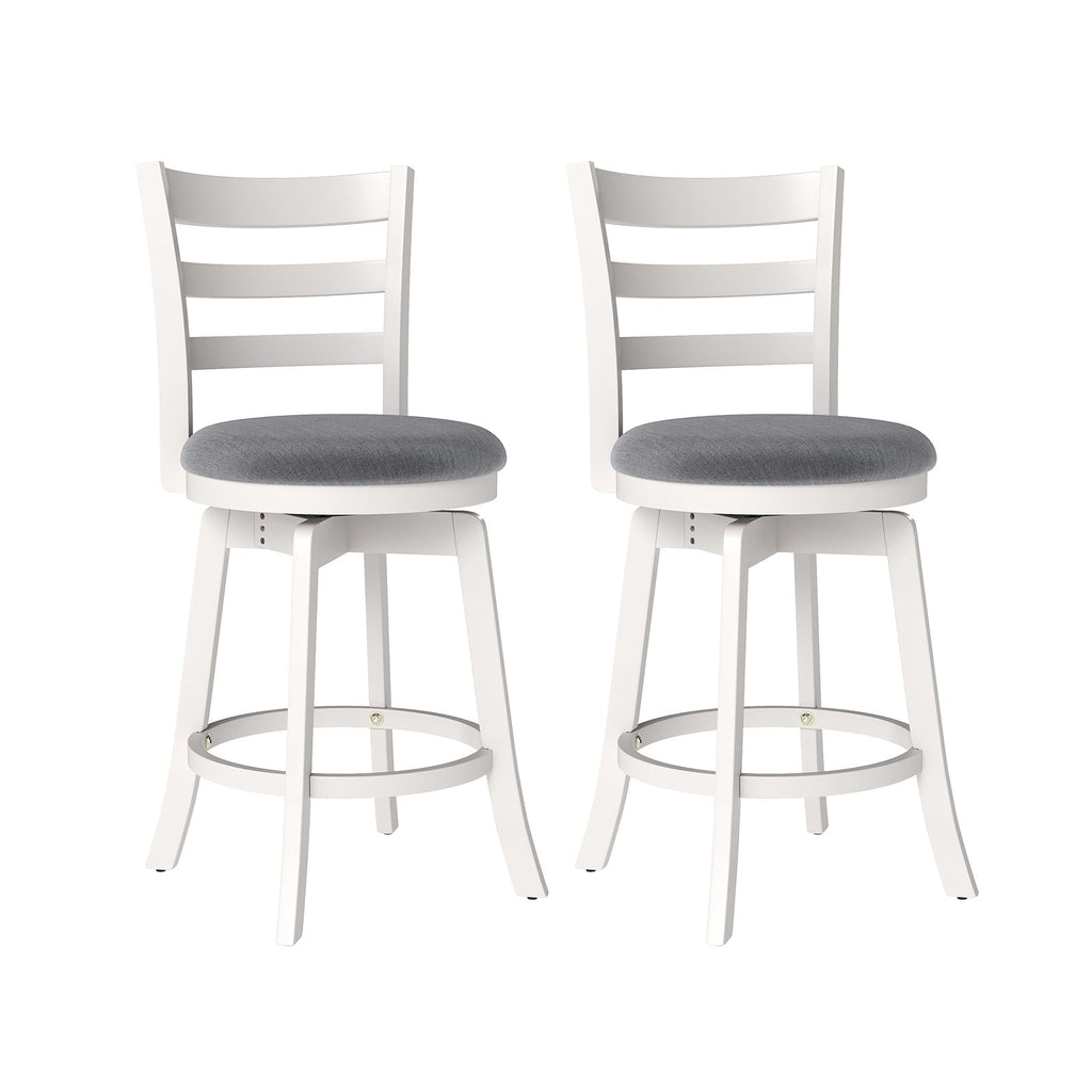 2-Piece Swivel Bar Stools with Curved Backrests and Upholstered Seats