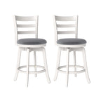 2-Piece Swivel Bar Stools with Curved Backrests and Upholstered Seats